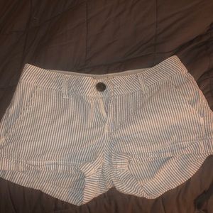 Blue and white striped shorts